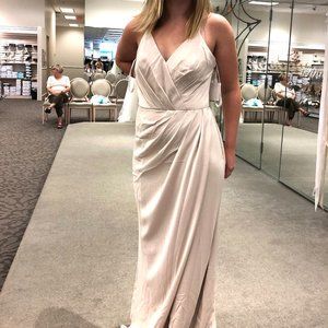 Dusty Blue Bridesmaid Dress - never worn - long, spaghetti straps, crepe